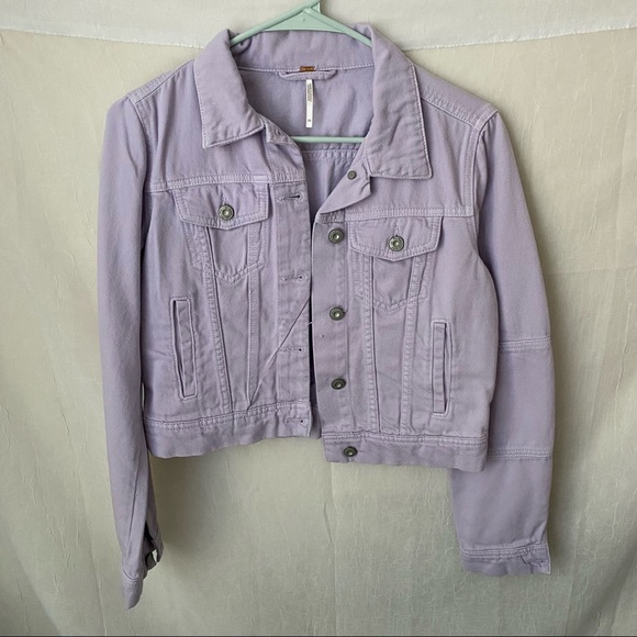 FREE PEOPLE Lavender Collared Jean Jacket SZ XS